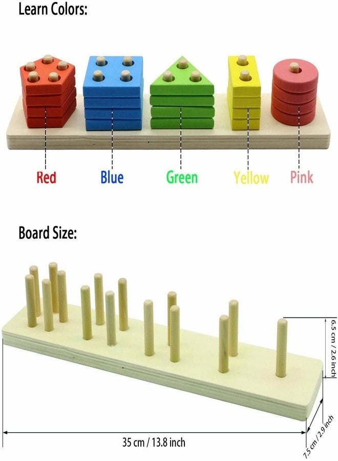 Crazy Buy Wooden Color Recognition & Shape Sorter, Colorful Geometric Board Sorting & Stack Chunky Puzzle Toys for Kids (Multicolor) - Image 2